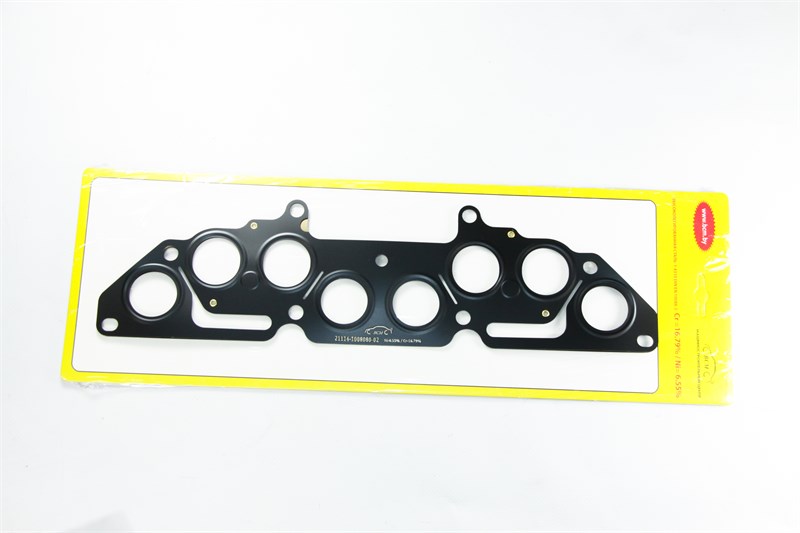 Прокладка коллектора ВАЗ 21083, 2111, 21114, 2170, Приора, Калина дв. 1,6 л. 8кл. (выпускного) металл. 2-х слойный  (БЦМ) 21114-1008080-02-02 (2 сл.)