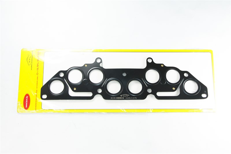 Прокладка коллектора ВАЗ 21083, 2111, 21114, 2170, Приора, Калина дв. 1,6 л. 8кл. (выпускного) металл. 4-х слойный  (БЦМ) 21114-1008080-02-04 (4 сл.)