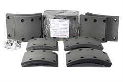 Рем. комплект тормозных накладок а/м КАМАЗ-53229, 53215 4 длинные+ 4 короткие (Сверл./расточенные/с заклёпками/ширина 140мм./ к-т 8 шт. толст.+тон.) Тамбов АТИ 53229-3501105К