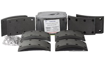 Рем. комплект тормозных накладок а/м УРАЛ-55571Х нового обр.  (Сверл./расточен./с заклёпкой/ширина 120мм./ к-т 8 шт.) Тамбов АТИ 55571Х-3501105