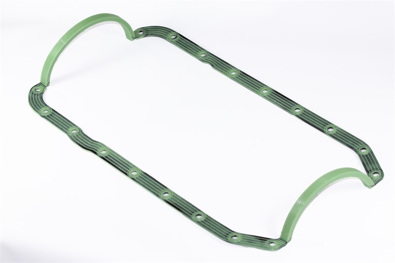 Прокладка поддона маслянного картера УМЗ 417,421,4216 а/м ГАЗель, УАЗ (цельная, армированная РА) зелёный силикон (ПТП64 г. Балаково) 4216-1009075-2