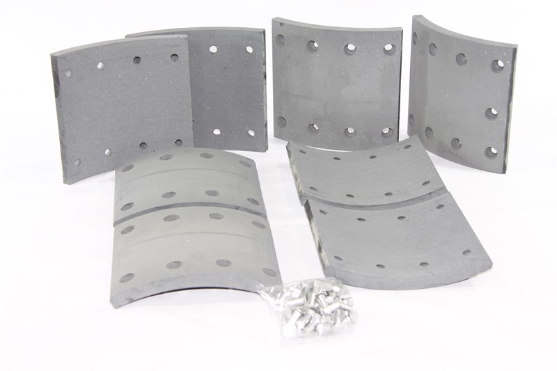 Рем. комплект тормозных накладок а/м Краз-6505 (Сверлён./расточенные/с заклёпками/ширина 180 мм./ к-т 8 шт.) 6505-3502105-1