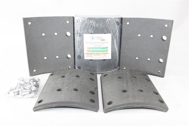 Рем. комплект тормозных накладок а/м МАЗ-101, 5440, КАМАЗ-6580, SHAANXI X3000 задняя ось (Сверлён./расточенные/с заклёпками/ширина 220мм./ к-т 8 шт./ повышенный ресурс при высокой нагрузке и перегрузке, конвейерное качество ОЕМ/19488,19496, HD90149340094, RU 471 HD