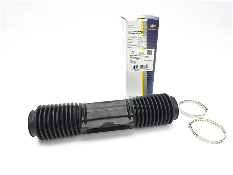 Пыльник рулевой рейки а/м ВАЗ 2110 комплект с хомутом (резина NR, ГОСТ / ОЕ: 2110-3401224 ) ПТРТИ г. Балаково PT34-1702 (РК)