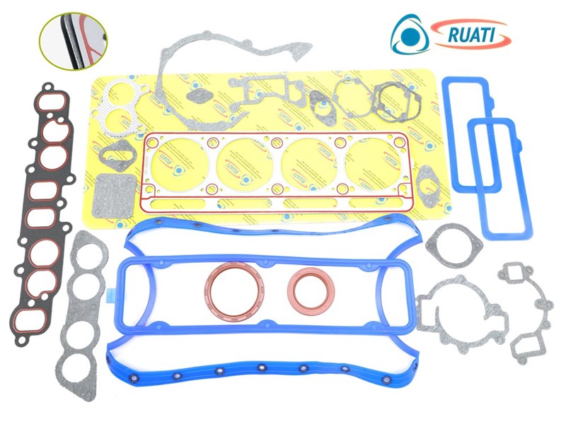Комплект прокладок двигателя дв. УМЗ-4216 ЕВРО-3 для а/м Газель (19 наиминований, силикон+сальники, облицованная ГБЦ, арт.: 4216-1002064, GP.10240055, 4216.3906022-88)  Оптимум "RUATI" RN1001