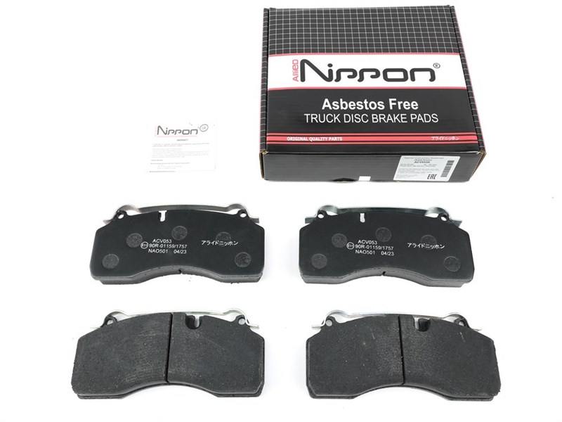 Колодка дискового тормоза (ACV 053 K) системы: HALDEX а/м КАМАЗ-4308 (до 2012 г.), VOLVO, RENAULT полный (к-т 4 шт. с установочным комплектом: пружины) WVA 29147, 29181(4308-3501090) (NIPPON) ACV 053 K