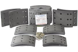 Рем. комплект тормозных накладок на ось: СЗАП L1 8т  (к-т 8 шт./сверл./расточ./с заклепками/ширина=150мм.) A0814/A0815