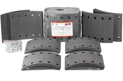 Рем. комплект тормозных накладок на ось: BPW. SAF. CARDI (WVA 19032 ТОНАР)  (420*180 мм)(Сверл./расточен./с заклёпками/ к-т 8 шт.) AFD премиум STD 19032-1