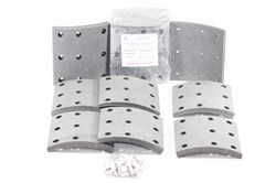 Рем. комплект тормозных накладок а/м КАМАЗ-6520, 6560 ЕВРО (Сверл./расточен./с заклёпками/ширина 180мм., 9 отв./ к-т 8 шт. короткие/ повышенная термостойкость и экспл. характ./ 6520-3501105-К, 6520-3501105-51) Тамбов АТИ 6580-3501105-54