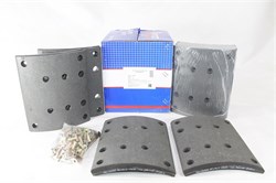 Рем. комплект тормозных накладок а/м МАЗ-101, 5440, КАМАЗ-6580, SHAANXI X3000 задняя ось (Сверлён./расточенные/с заклёпками (пустотелые)/ширина 220мм./ к-т 8 шт./ повышенный ресурс при высокой нагрузке и перегрузке, конвейерное качество ОЕМ/19488,19496, H ABL 1009 HD-01