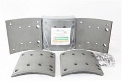 Рем. комплект тормозных накладок а/м МАЗ-101, 5440, КАМАЗ-6580 передняя ось УРАЛ-6370 средний/задний (Сверлён./расточенные/с заклёпками/ширина 180мм./ к-т 8 шт./ повышенная термостойкость, увеличенный ресурс/ 19495,19487,81.50221.0849/ номинал STD) RUATI  RU 570 HD