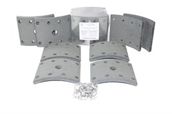 Рем. комплект тормозных накладок а/м МАЗ-5336, суперМАЗ, КрАЗ 6510, прицепы (Сверлён./расточенные/с заклёпками/ширина 160мм./ к-т 4 с отв.+4 шт. без отв./5336-3501105) Тамбов АТИ 54326-3501105-01