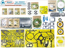 Комплект прокладок двигателя КАМАЗ ЕВРО-4, 5 Премиум, Увеличенный Ресурс (59 наим. / 171 шт.: сальники+маслосъёмные+ кольца+ прокладки: резинометалл.+ паронит/ SKT+Строймаш Премиум+Фритекс+Тамбов АТИ+ВАТИ/ 740.70-1002000/ клапанная отдельно) 