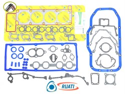 Комплект прокладок двигателя ЗМЗ-405, 409 до Е-2 полный под ГБО для а/м ГАЗ УАЗ (25 наим., 42 шт., облицованная металлом ГБЦ, силикон, паронит, 405.3906022, 405-3906022-05) ОПТИМА RUATI RN1004