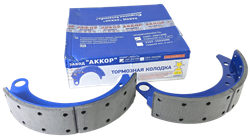 Колодка барабанного тормоза а/м ГАЗ-3307, 3309 передняя (ширина 80мм) (1шт.) АККОР 3307-3501090 1 шт.